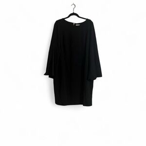 Calvin Klein Dress Sz 18W Elegant Black Sheath Long Split Sleeves Career Wear